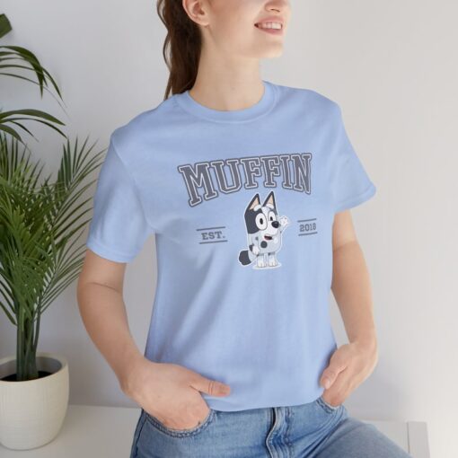 Muffin Heeler Varsity Style T Shirt | Blue Dog Show Merch