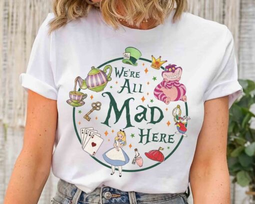 Vintage Alice in Wonderland We're All Mad Here T-shirt