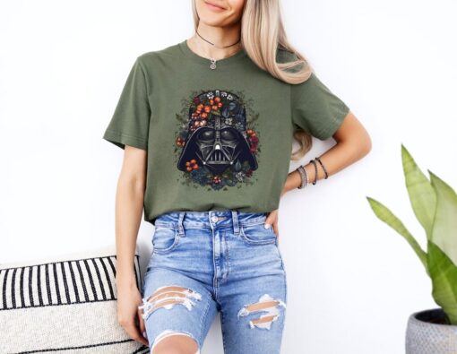 Floral Darth Vader Face Shirt, Star Wars Flowers T-shirt