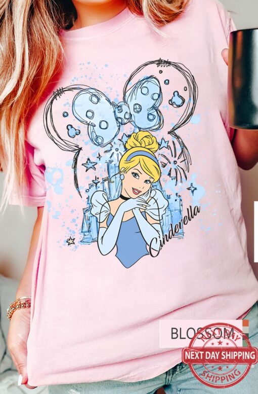 Cute Disney Cinderella Water Colors Shirt, Walt Disney Princess Tshirt