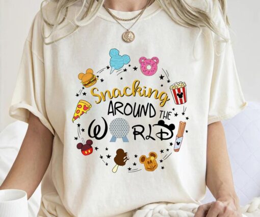 Snacking Around The World Shirt, Vintage Disneyland Family Trip Shirt