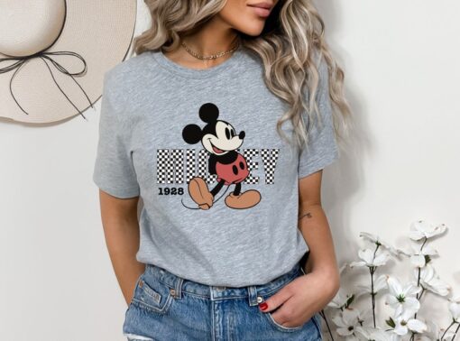 Checkered Mickey T-Shirt, Disney Mickey Mouse 1928 Shirt