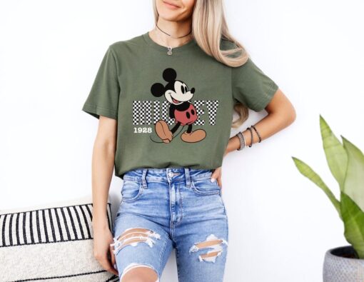 Checkered Mickey T-Shirt, Disney Mickey Mouse 1928 Shirt