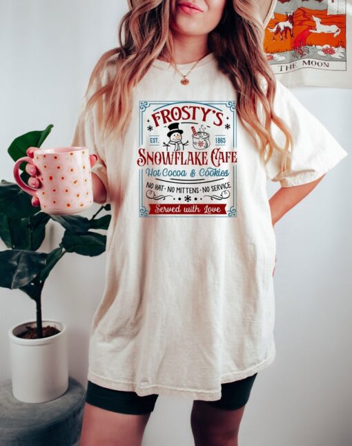 Comfort Colors® Frosty's Snowflake Cafe Shirt, Christmas Vibes Shirt