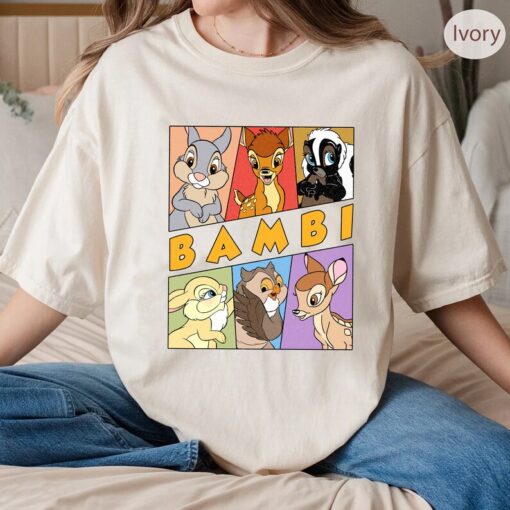 Retro Disney Bambi Characters Shirt, Bambi, Flower, Thumper, Faline