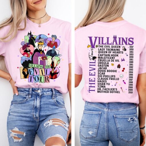 Two-sided Disney Villains The Evil Tour Bad Girls Villains T-Shirt