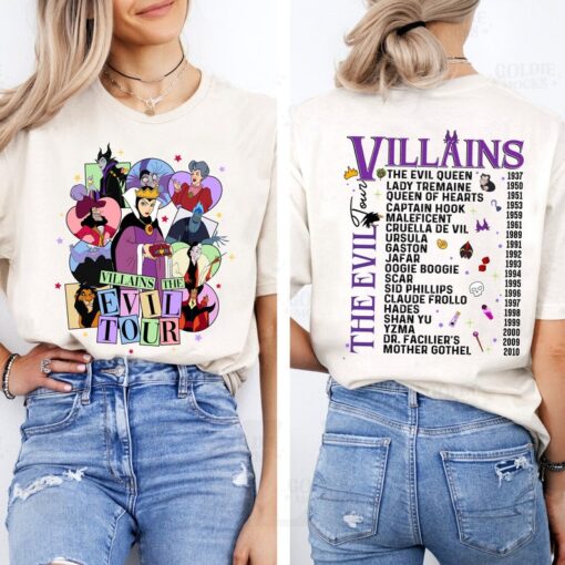 Two-sided Disney Villains The Evil Tour Bad Girls Villains T-Shirt