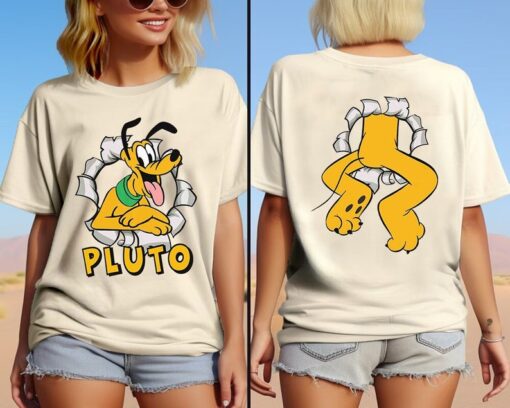 Two-sided Cute Pluto Dog Portrait Mickey and Friends Shirt