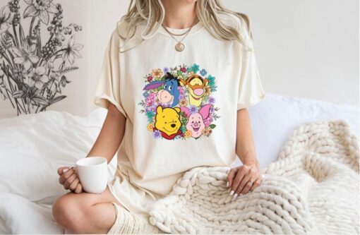 Comfort Colors®Retro Floral Winnie The Poo Shirt