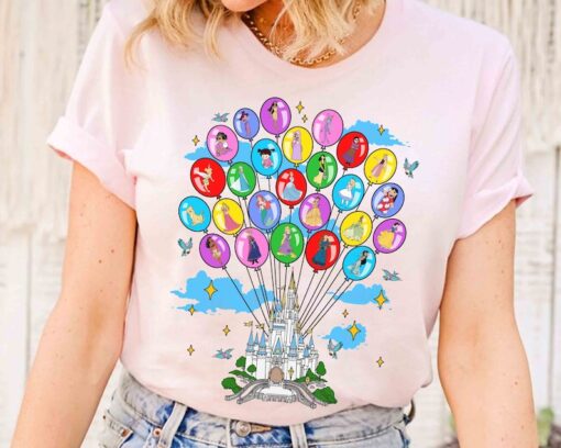 Disney Princess Castle Characters Balloons T-Shirt