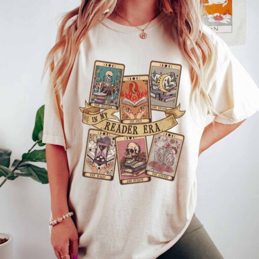 The Reader Tarot Card Comfort Colors Shirt, Skeleton Reading Shirt