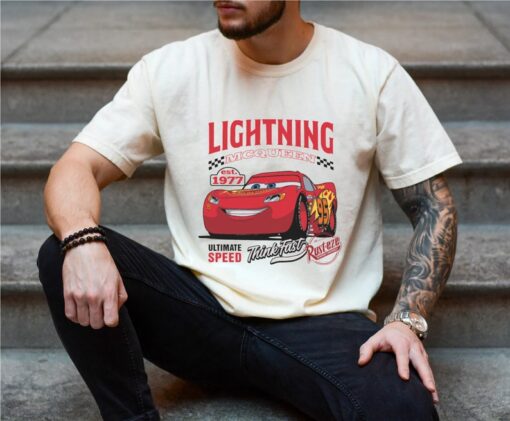 Comfort Colors®Retro Lightning Mcqueen Shirt, Rusteze cars Shirt