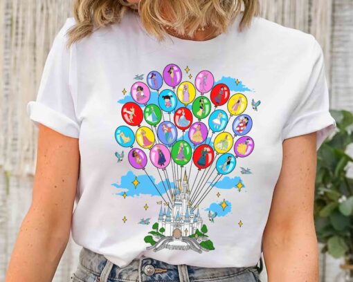 Disney Princess Castle Characters Balloons T-Shirt