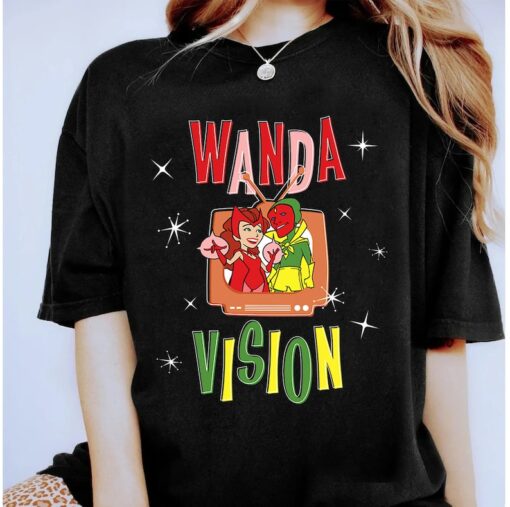 Marvel WandaVision Wanda & Vision Retro TV Artwork T-Shirt