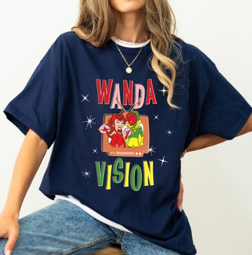 Marvel WandaVision Wanda & Vision Retro TV Artwork T-Shirt