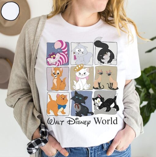 Retro Disney Cats Lover All Characters Shirt