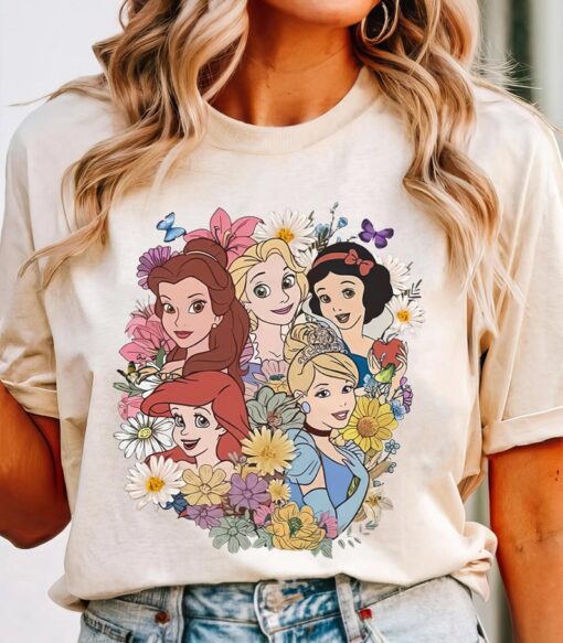 Disney Princess Characters Flower Shirt