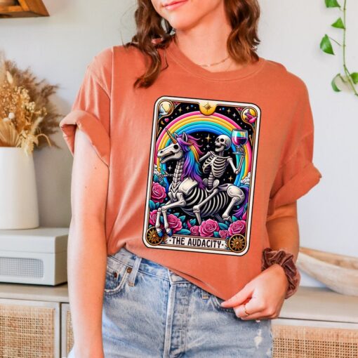 Comfort Colors The Audacity Tarot Card Shirt, skeleton Tarot Card Tee