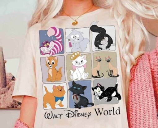 Retro Disney Cats Lover All Characters Shirt