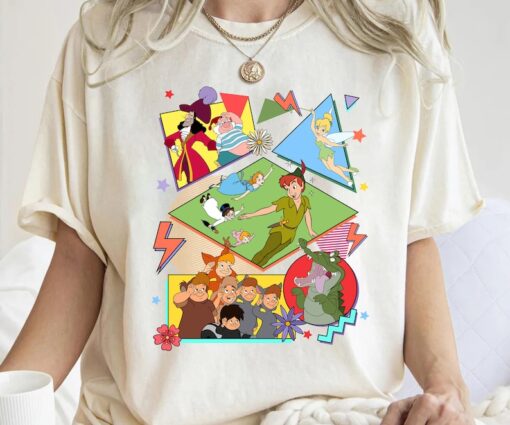 Disney Peter Pan Characters Group Retro Shirt Disney Tinker Bell Hook