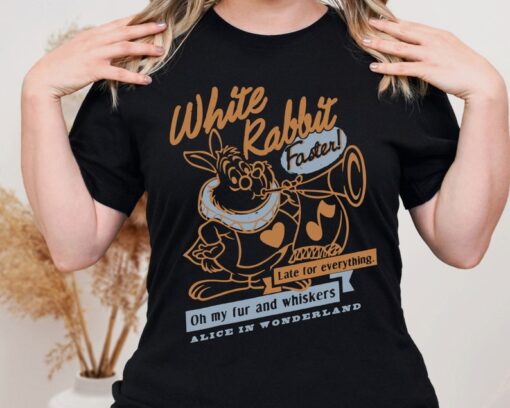 Retro White Rabbit Alice in Wonderland T-Shirt