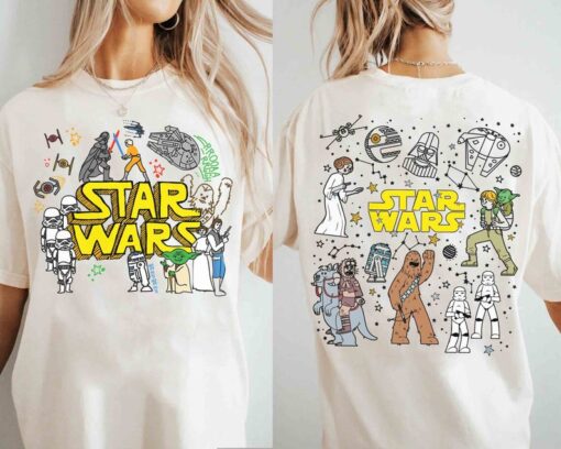 2-Sided Star Wars Group Constellation Colorful Doodle Comfort Color Sh