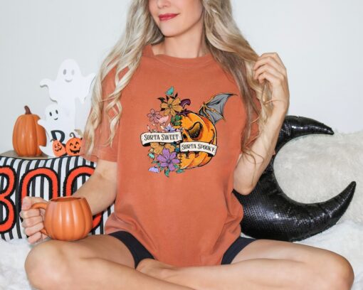 Comfort Colors Sorta Sweet Sorta Spooky Funny Halloween Shirt