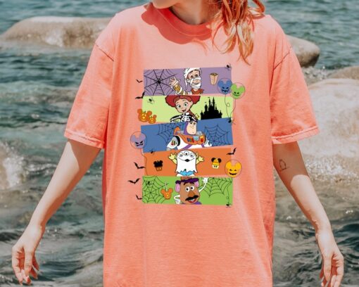 Cartoon Halloween Characters T-Shirt, Fun Halloween Cartoon Kids Tee