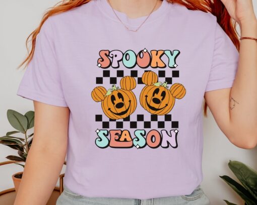 Spooky Season T-Shirt Halloween Graphic Tee Pumpkin Head Cartoon