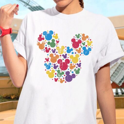 Disney Mickey Mouse Head Icon Retro Rainbow T-Shirt