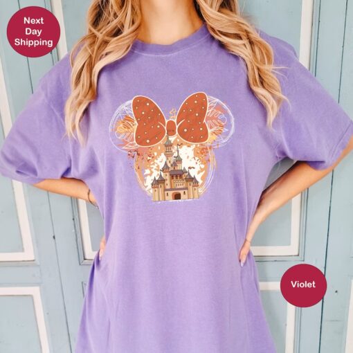 Fall Minnie Ear T-Shirt, Fall Magic Kingdom Tee, Disney Fall Girl Tee