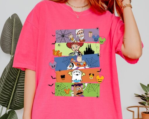 Cartoon Halloween Characters T-Shirt, Fun Halloween Cartoon Kids Tee