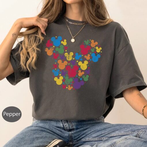 Disney Mickey Mouse Head Icon Retro Rainbow T-Shirt