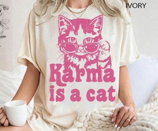 Karma Is A Cat Shirt, Swiftie Cat T-shirt, Taylor Eras Cat Lover Tee