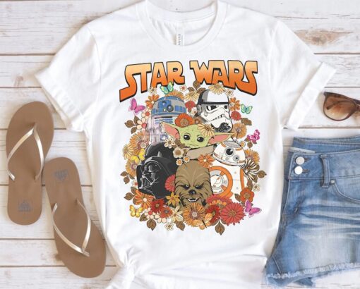 Vintage Disney Star Wars Characters Floral Shirt