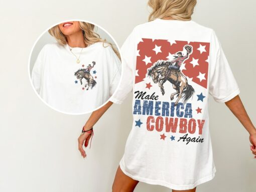 Make America Cowboy Again Shirt, Comfort Colors, Bucking Bronco