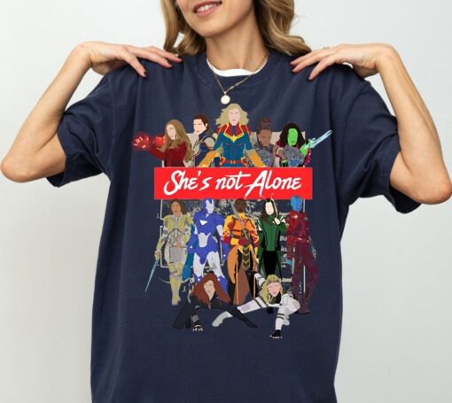 She Is Not Alone Shirt, Marvel Avengers Girls Gift T-shirt