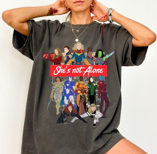 She Is Not Alone Shirt, Marvel Avengers Girls Gift T-shirt