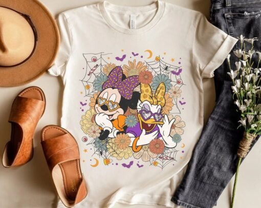 Minnie And Daisy Besties Floral Halloween Shirt