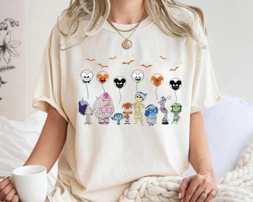 Disney Halloween Inside Out 2 Ghost Balloon Mummy Characters Shirt