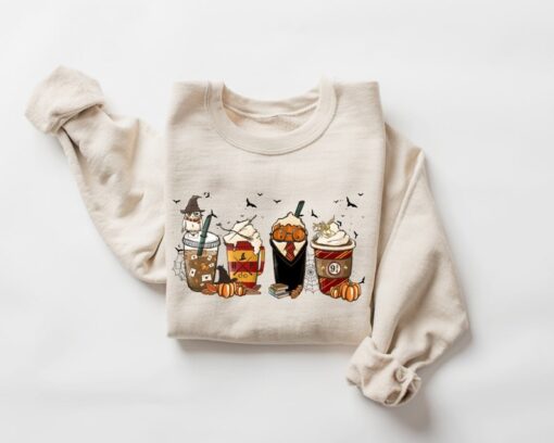 Coffee Cups Sweatshirt, Skull Coffee Cup Sweatshirt, Halloween Hoodie