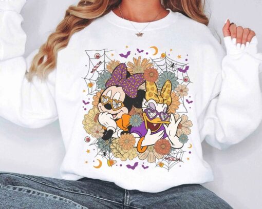 Minnie And Daisy Besties Floral Halloween Shirt