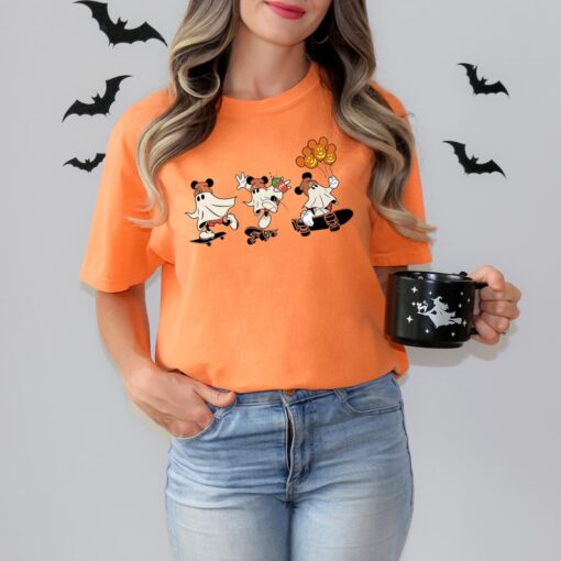 Comfort Colors Disney Halloween Mickey Ghost Skateboarding Shirt