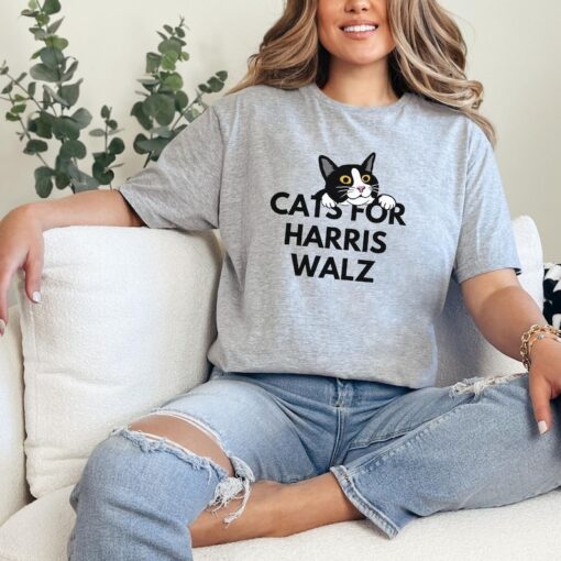 Cats for Harris Walz Progressive 2024 Election Shirt; Pro Harris 2024