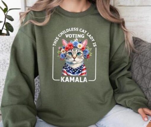 Childless Cat Lady Kamala Sweatshirt, Ladies Voting Kamala Sweatshirt