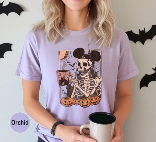 Halloween Disney Mickey Skeleton Coffee Shirt, Comfort Colors Shirt