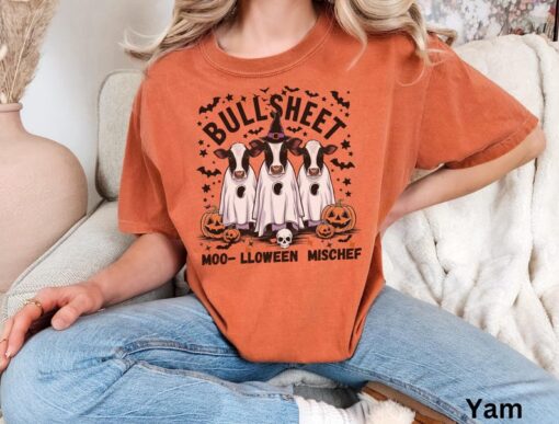 Halloween Cow Lover Shirt Halloween T Shirt Cute Halloween Shirt Retro