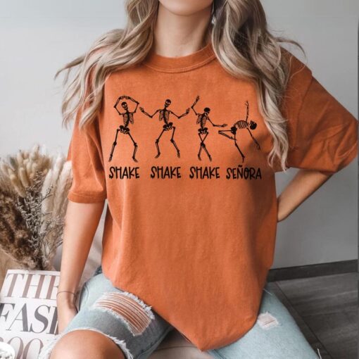 Dancing Skeletons Comfort Colors T-shirt Halloween Skeletons Shirt