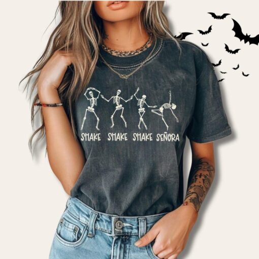 Dancing Skeletons Comfort Colors T-shirt Halloween Skeletons Shirt