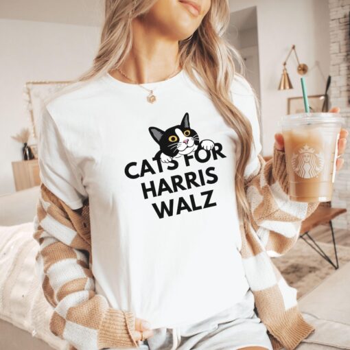 Cats for Harris Walz Progressive 2024 Election Shirt; Pro Harris 2024